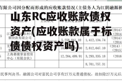 山东RC应收账款债权资产(应收账款属于标债债权资产吗)