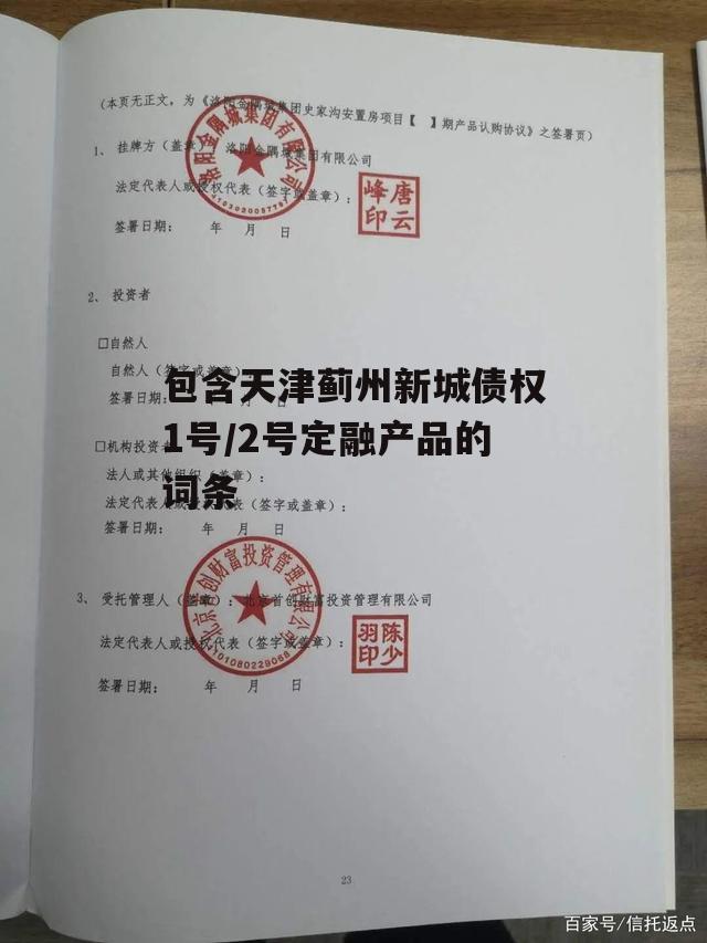 包含天津蓟州新城债权1号/2号定融产品的词条