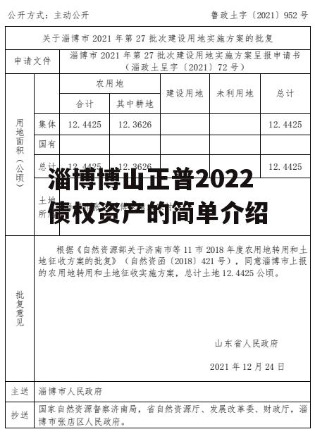 淄博博山正普2022债权资产的简单介绍