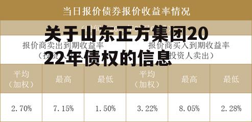 关于山东正方集团2022年债权的信息