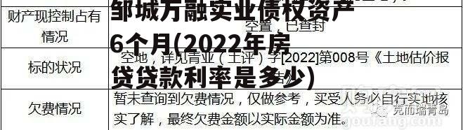 邹城万融实业债权资产6个月(2022年房贷贷款利率是多少)