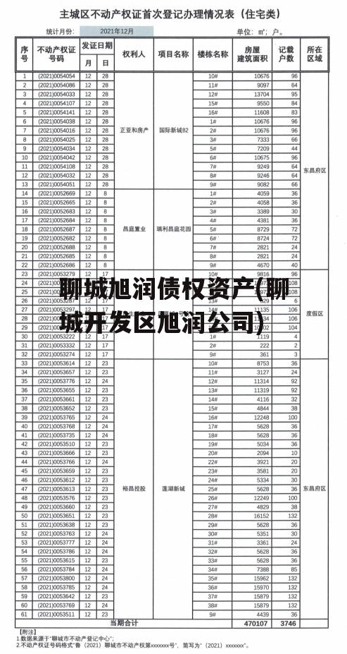 聊城旭润债权资产(聊城开发区旭润公司)