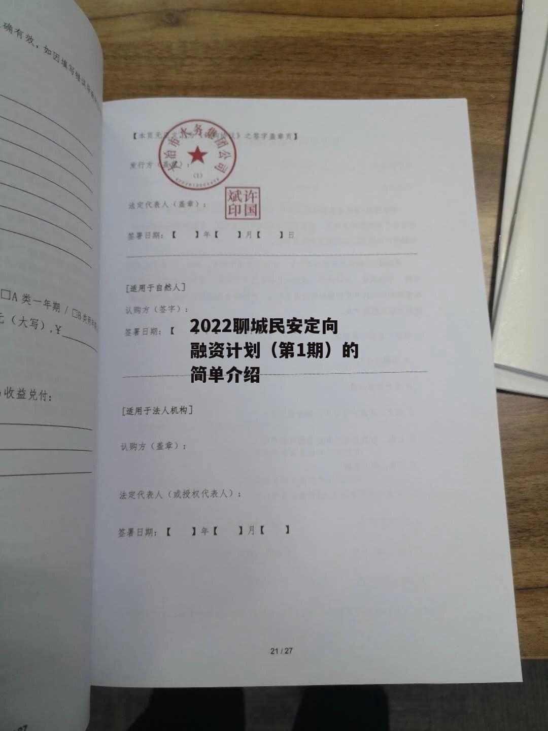 2022聊城民安定向融资计划（第1期）的简单介绍