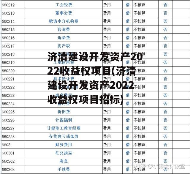 济清建设开发资产2022收益权项目(济清建设开发资产2022收益权项目招标)