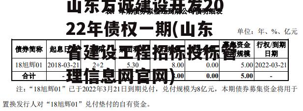 山东方诚建设开发2022年债权一期(山东省建设工程招标投标管理信息网官网)