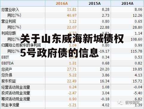 关于山东威海新城债权5号政府债的信息