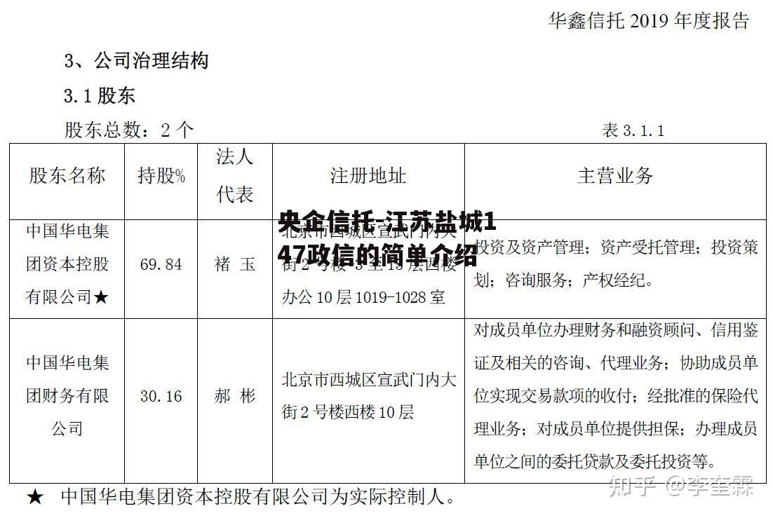 央企信托-江苏盐城147政信的简单介绍