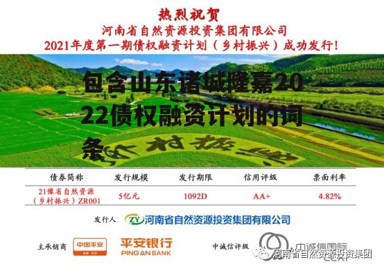 包含山东诸城隆嘉2022债权融资计划的词条