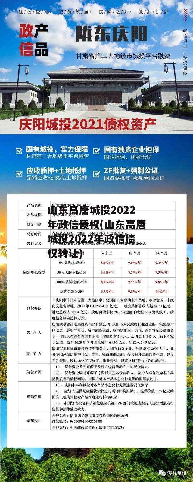 山东高唐城投2022年政信债权(山东高唐城投2022年政信债权转让)