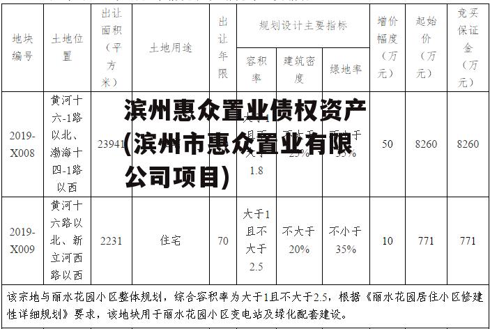 滨州惠众置业债权资产(滨州市惠众置业有限公司项目)