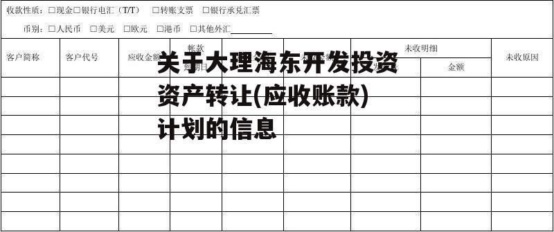 关于大理海东开发投资资产转让(应收账款)计划的信息