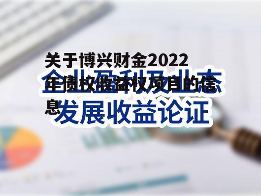 关于博兴财金2022年债权收益权项目的信息