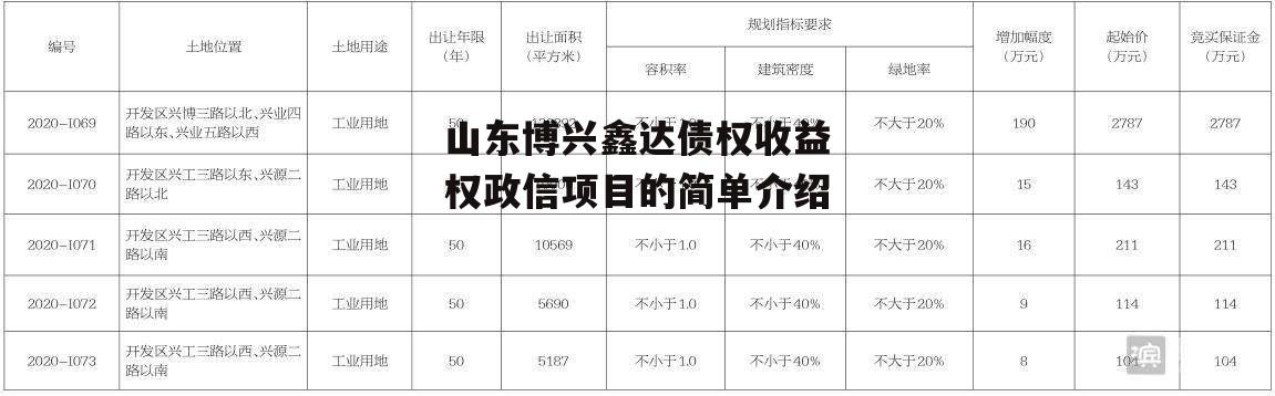 山东博兴鑫达债权收益权政信项目的简单介绍