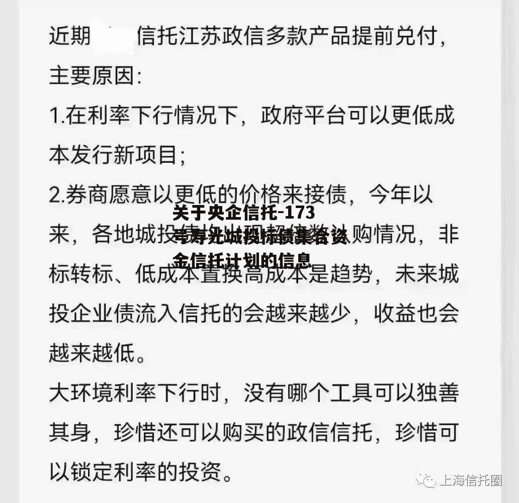 关于央企信托-173号寿光城投标债集合资金信托计划的信息