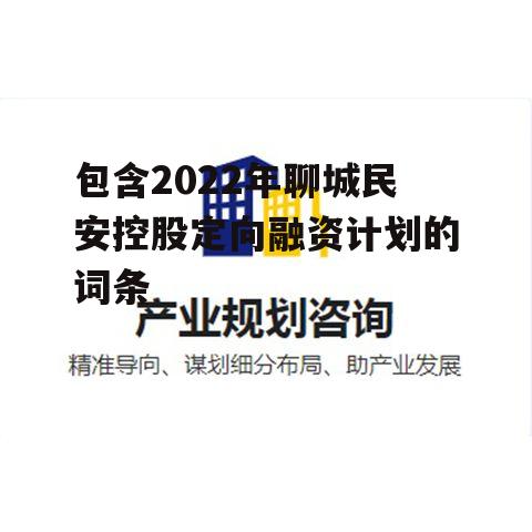 包含2022年聊城民安控股定向融资计划的词条