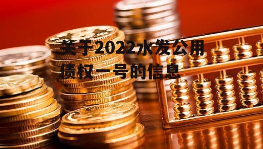 关于2022水发公用债权一号的信息