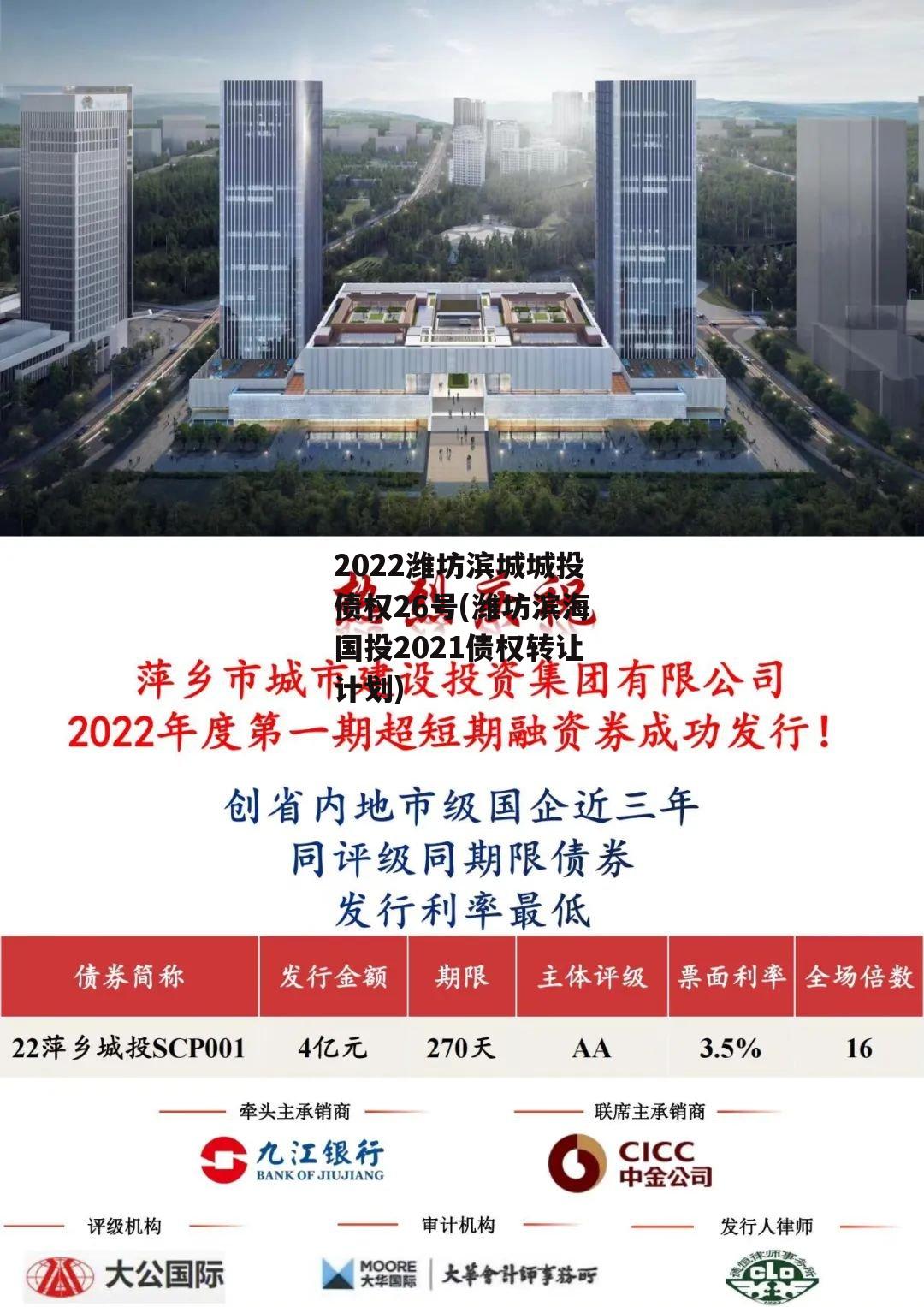 2022潍坊滨城城投债权26号(潍坊滨海国投2021债权转让计划)