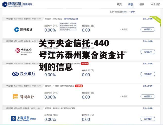 关于央企信托-440号江苏泰州集合资金计划的信息