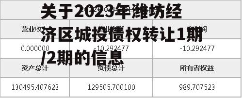 关于2023年潍坊经济区城投债权转让1期/2期的信息