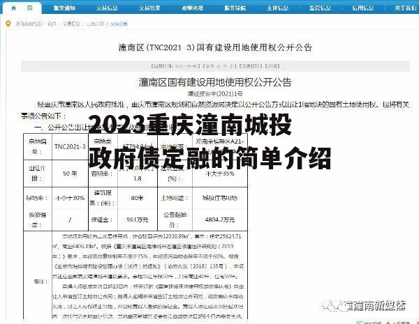 2023重庆潼南城投政府债定融的简单介绍