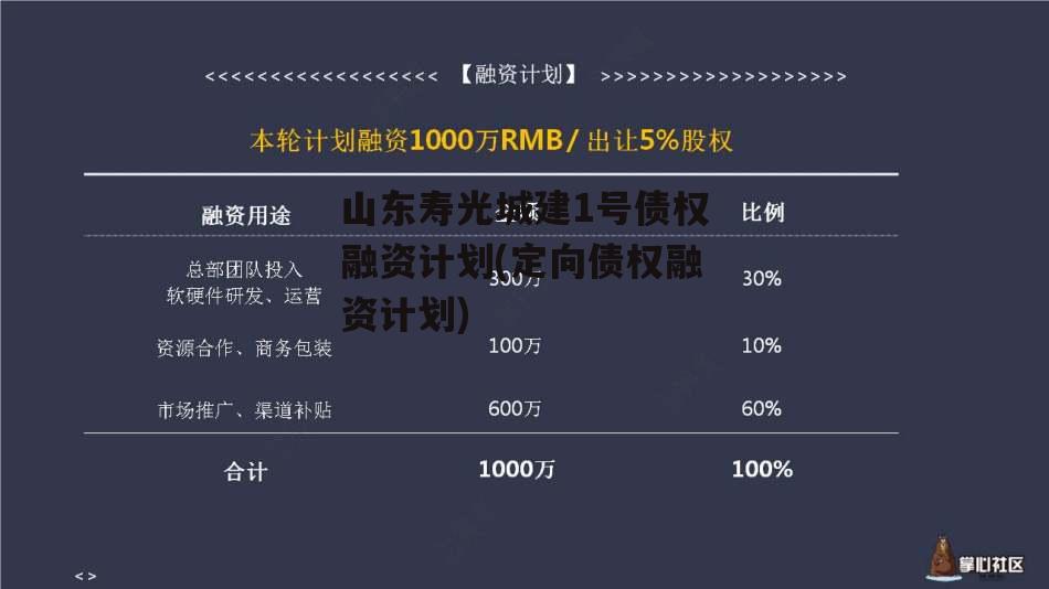 山东寿光城建1号债权融资计划(定向债权融资计划)