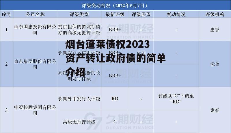 烟台蓬莱债权2023资产转让政府债的简单介绍