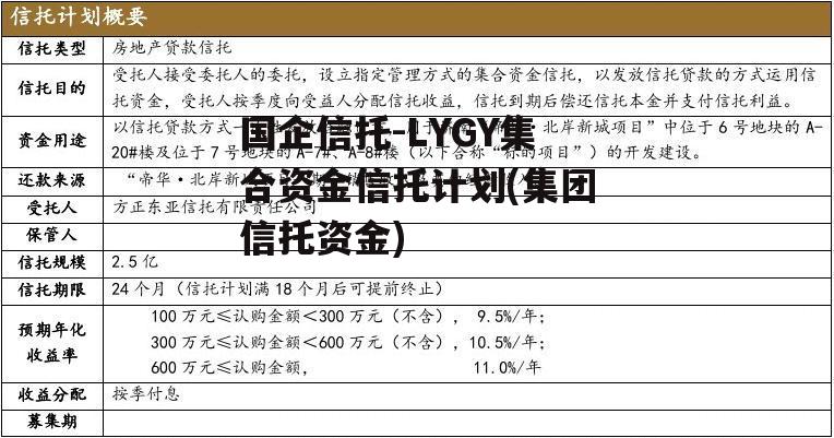 国企信托-LYGY集合资金信托计划(集团信托资金)