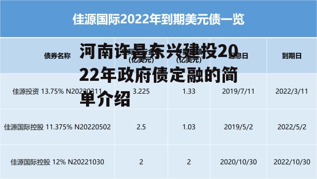 河南许昌东兴建投2022年政府债定融的简单介绍