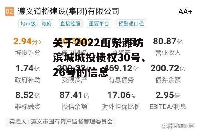 关于2022山东潍坊滨城城投债权30号、26号的信息