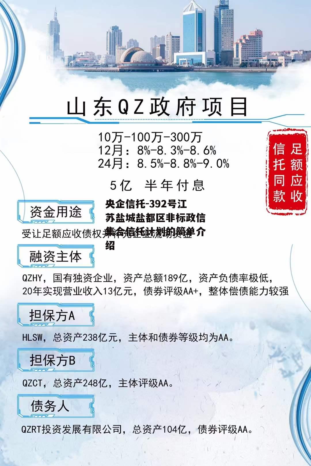 央企信托-392号江苏盐城盐都区非标政信集合信托计划的简单介绍