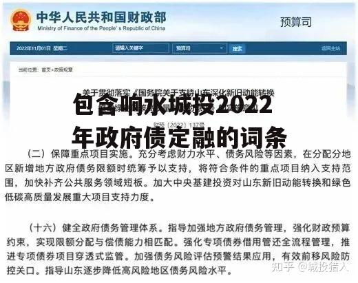 包含响水城投2022年政府债定融的词条