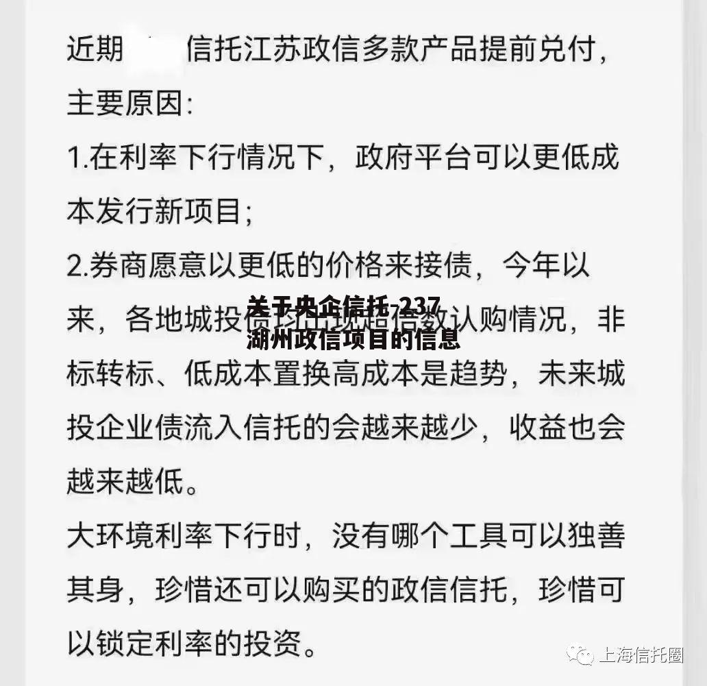 关于央企信托-237湖州政信项目的信息