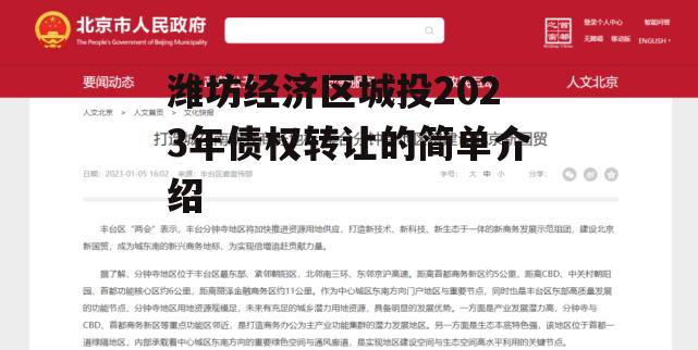 潍坊经济区城投2023年债权转让的简单介绍