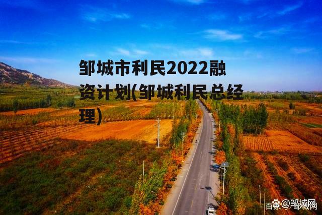 邹城市利民2022融资计划(邹城利民总经理)