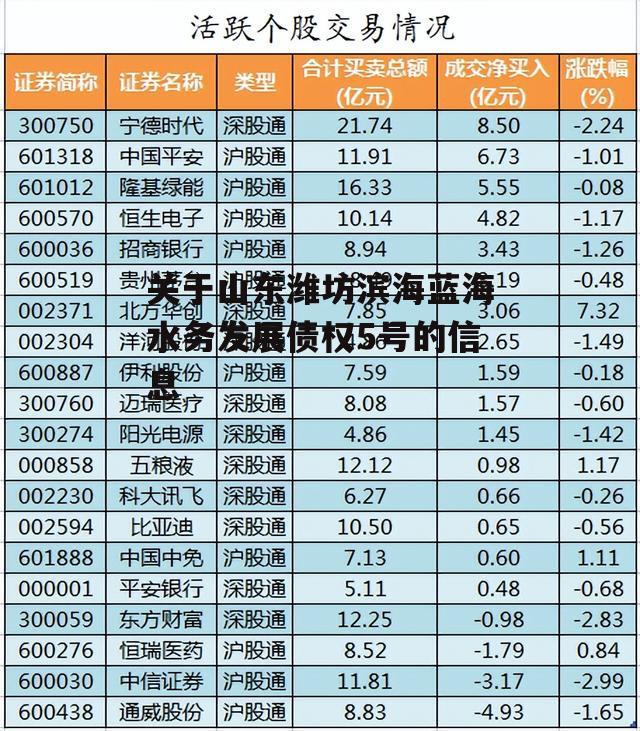 关于山东潍坊滨海蓝海水务发展债权5号的信息