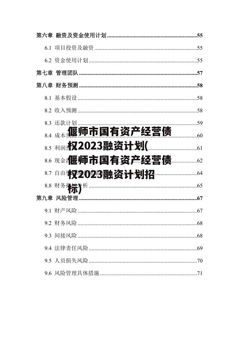 偃师市国有资产经营债权2023融资计划(偃师市国有资产经营债权2023融资计划招标)