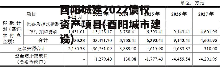 酉阳城建2022债权资产项目(酉阳城市建设)