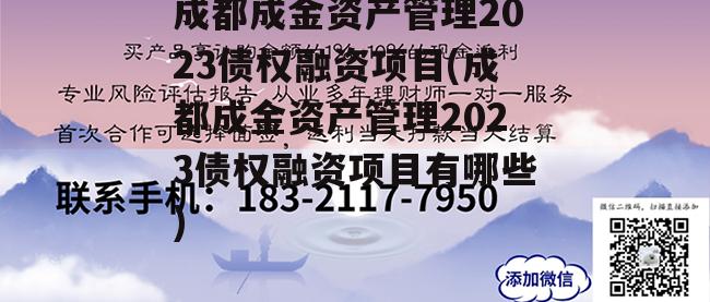 成都成金资产管理2023债权融资项目(成都成金资产管理2023债权融资项目有哪些)