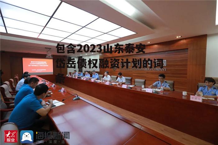 包含2023山东泰安岱岳债权融资计划的词条