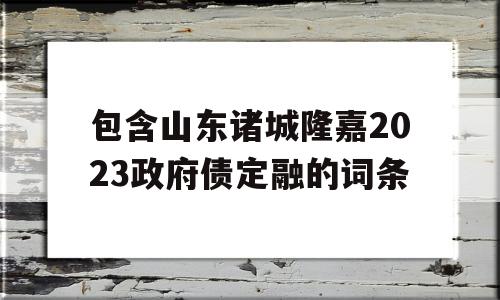 包含山东诸城隆嘉2023政府债定融的词条