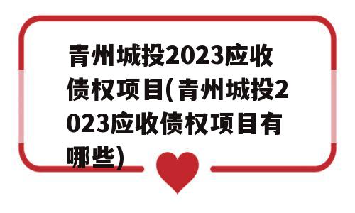 青州城投2023应收债权项目(青州城投2023应收债权项目有哪些)