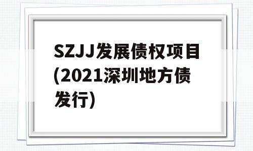 SZJJ发展债权项目(2021深圳地方债发行)