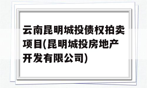 云南昆明城投债权拍卖项目(昆明城投房地产开发有限公司)