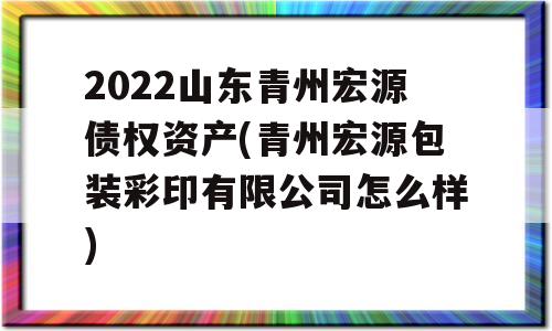 2022山东青州宏源债权资产(青州宏源包装彩印有限公司怎么样)