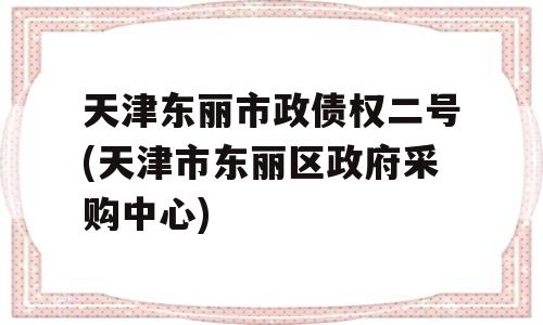 天津东丽市政债权二号(天津市东丽区政府采购中心)