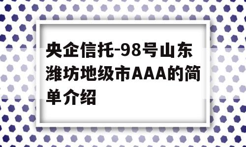 央企信托-98号山东潍坊地级市AAA的简单介绍