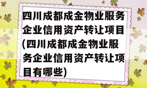 四川成都成金物业服务企业信用资产转让项目(四川成都成金物业服务企业信用资产转让项目有哪些)