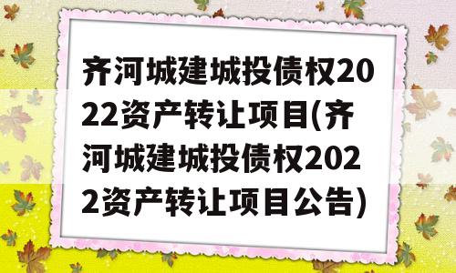 齐河城建城投债权2022资产转让项目(齐河城建城投债权2022资产转让项目公告)