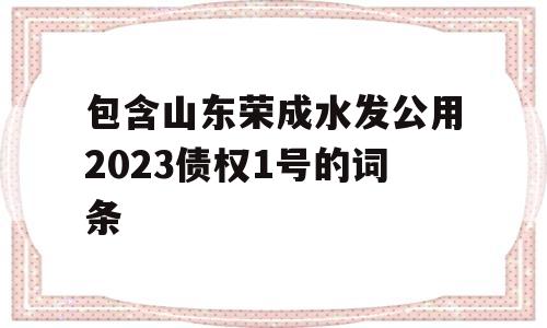 包含山东荣成水发公用2023债权1号的词条