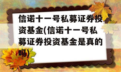 信诺十一号私募证券投资基金(信诺十一号私募证券投资基金是真的吗)